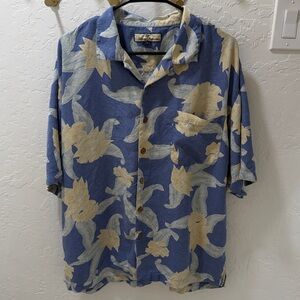 Tommy Bahama Silk Shirt in Blue and Cream